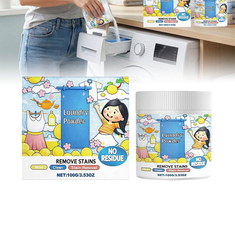 Hyper Concentrated Strong Stain Remover Powder for Clothes 500g,16.67 Fl Oz Natural Oxygen Laundry Powder Stain Remover,Powerful Cleaning Removes Milk Sweat Oil Fruit Stains,Safe For Fabrics (1pcs) - Image 1